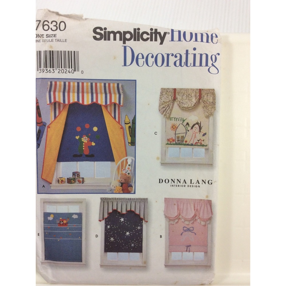 1997 Simplicity 7630 Vintage Sewing Pattern Donna Lang Home Decorating Valances